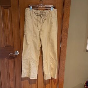 LOFT Wide-Leg Drawstring Pants in Light Tan